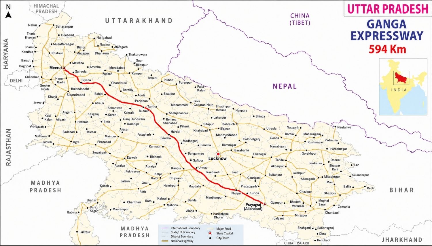 GANGA EXPRESSWAY ROUTE MAP
